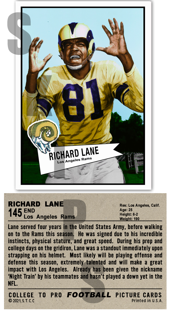 1952 STCC #145 Dick Lane Bowman Los Angeles Rams Lions HOF