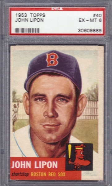 1953 Topps #40 John Lipon Boston Red Sox PSA 6