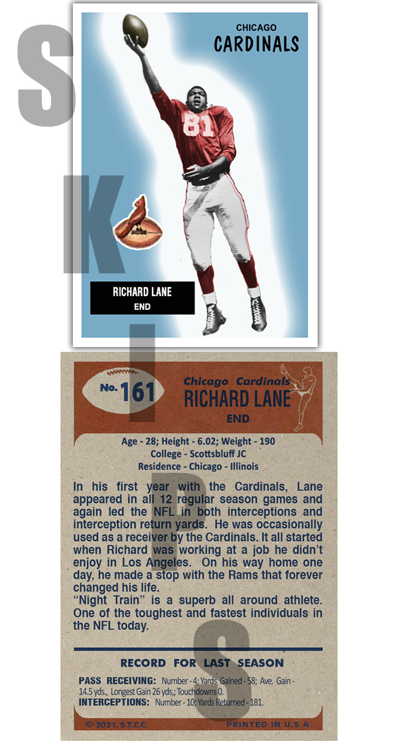 1955 STCC #161 Dick Lane Bowman Chicago Cardinals Rams Lions HOF