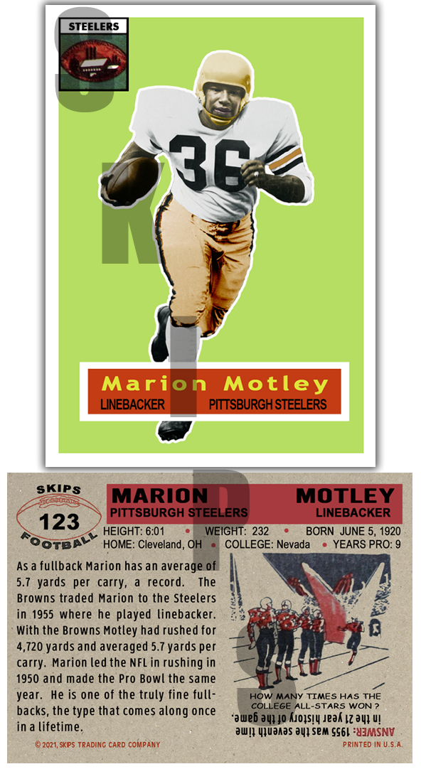 1956 STCC #123 Marion Motley Pittsburgh Steelers HOF Browns