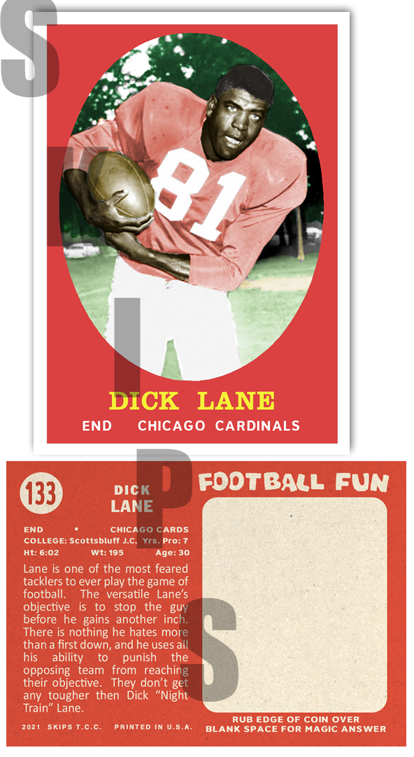 1958 STCC #133 Dick Lane Topps Chicago Cardinals Rams Lions HOF