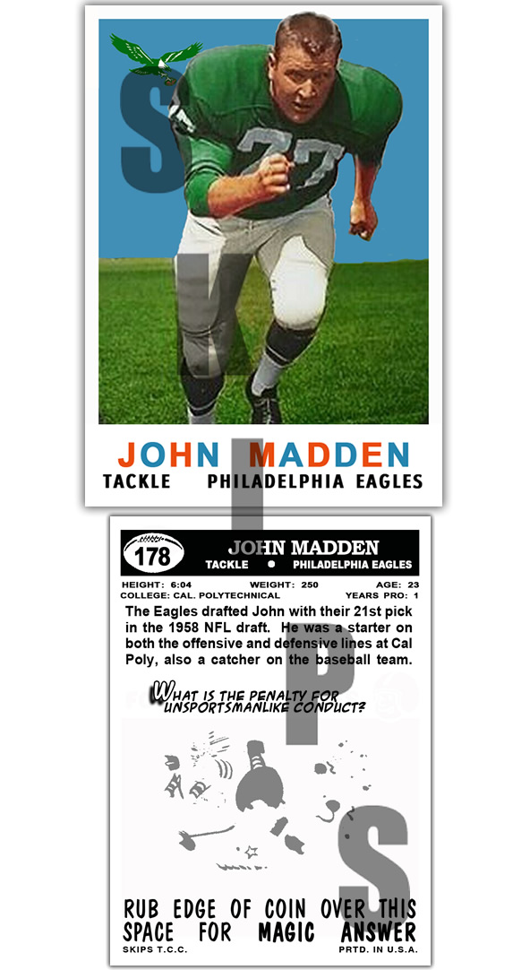 1959 STCC #178 Topps John Madden Philadelphia Eagles Oakland Rai