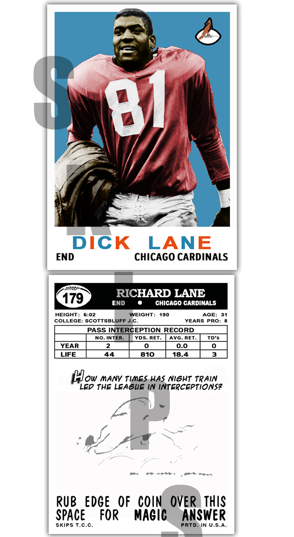 1959 STCC #179 Dick Lane Topps Chicago Cardinals Rams Lions HOF