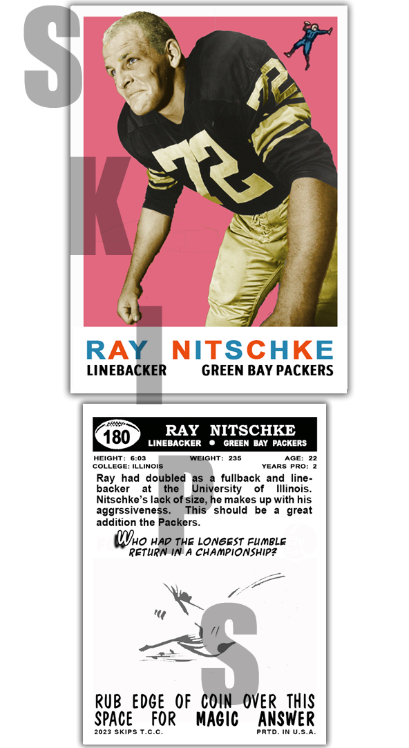 1959 STCC #180 Ray Nitschke Topps Green Bay Packers HOF custom