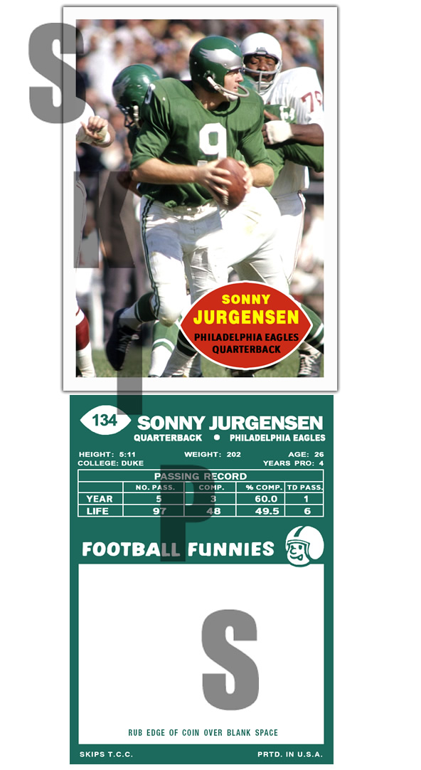 1960 STCC #134 Sonny Jurgensen Topps Philadelphia Eagles  HOF