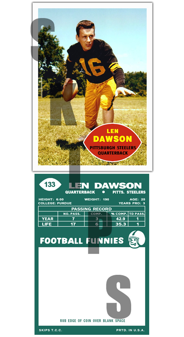 1960 STCC #133 Topps Len Dawson Pittsburgh Steelers Chiefs HOF