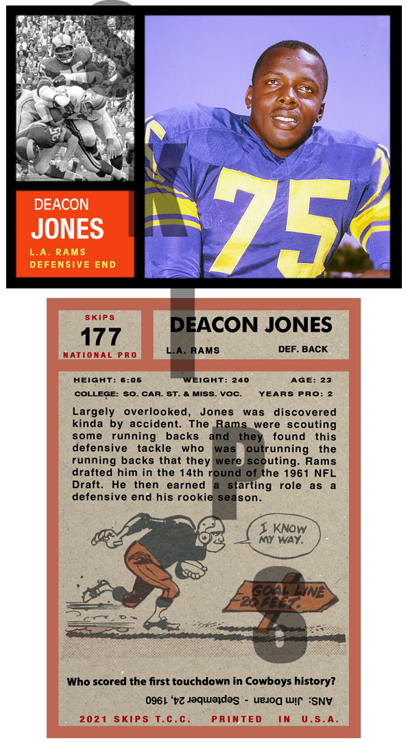 1962 STCC #177 Deacon Jones Topps Los Angeles Rams HOF