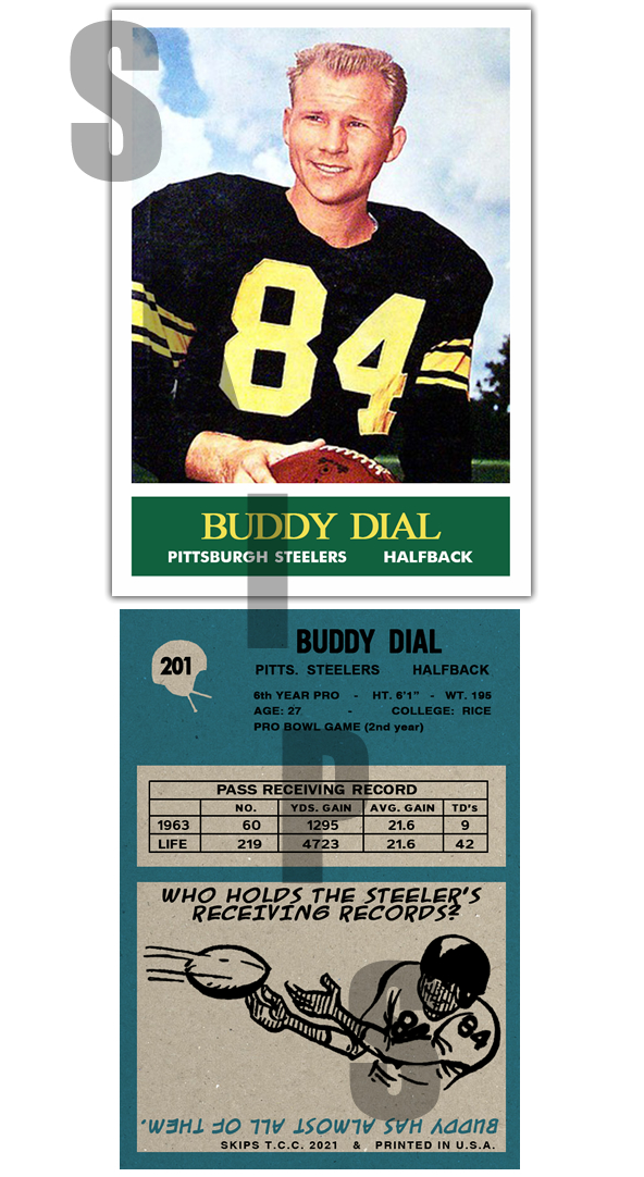 1964 STCC #201 Buddy Dial Philadelphia Pittsburgh Steelers Custo
