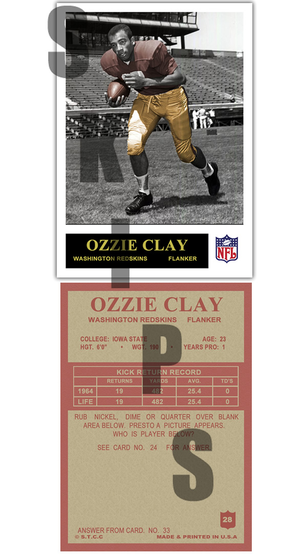 1965 STCC #28 Philadelphia Ozzie Clay Washington Redskins Iowa S
