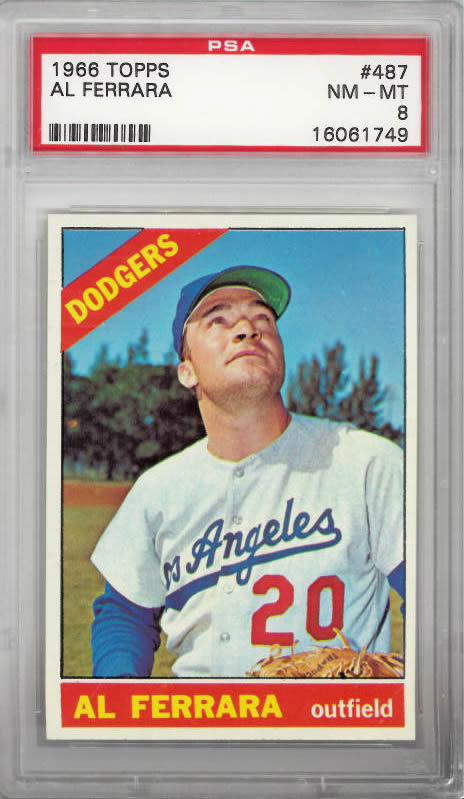 1966 Topps #487 Al Ferrara Los Angeles Dodgers PSA 8