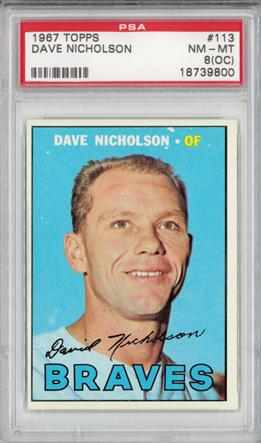 1967 Topps #113 Dave Nicholson Atlanta Braves PSA 8oc