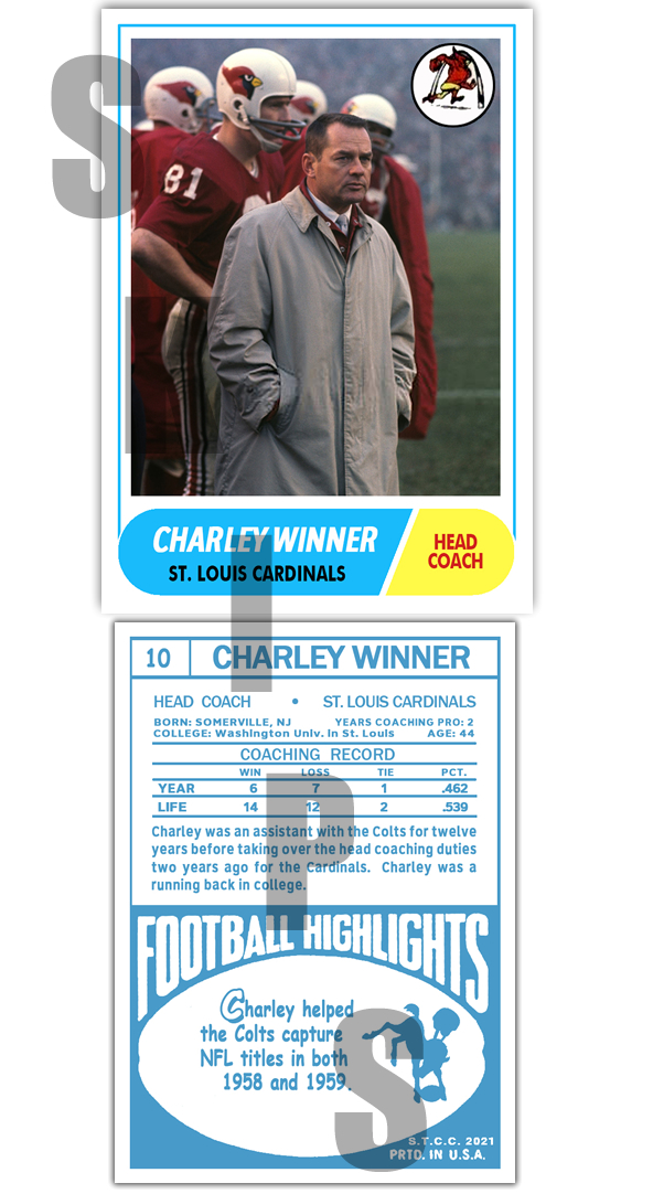 1968 STCC Legends Coaches #10 Charley Winner St. Louis Cardinals