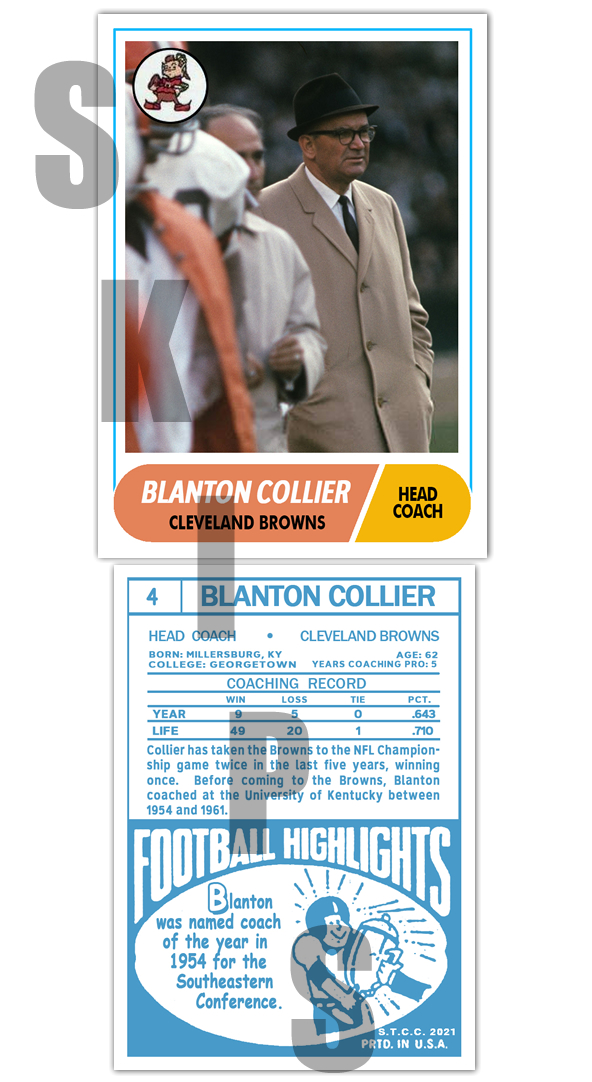 1968 STCC Legends Coaches #4 Blanton Collier Topps Cleveland Bro