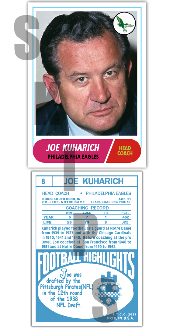 1968 STCC Legends Coaches #8 Joe Kuharich Philadelphia Eagles Cu