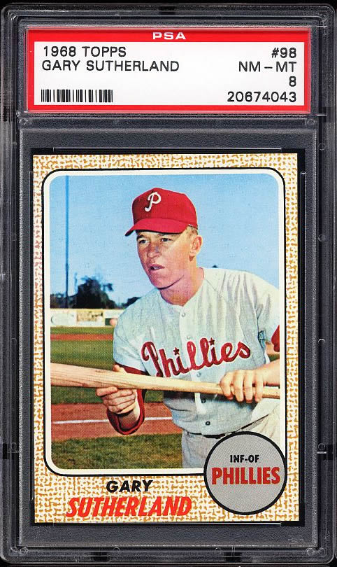 1968 Topps #98 Gary Sutherland Philadelphia Phillies PSA 8