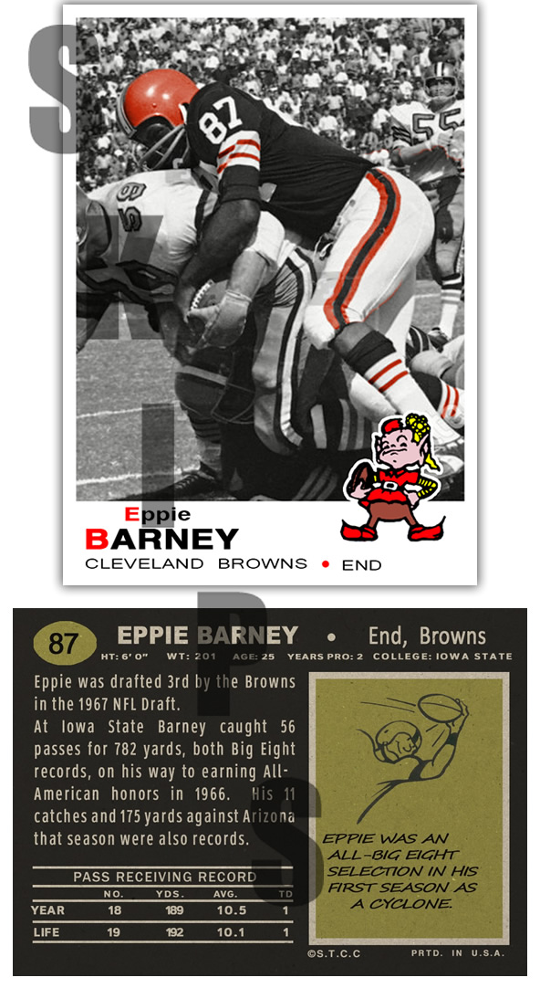 1969 STCC #87 Topps Eppie Barney Cleveland Browns Iowa State Cyc