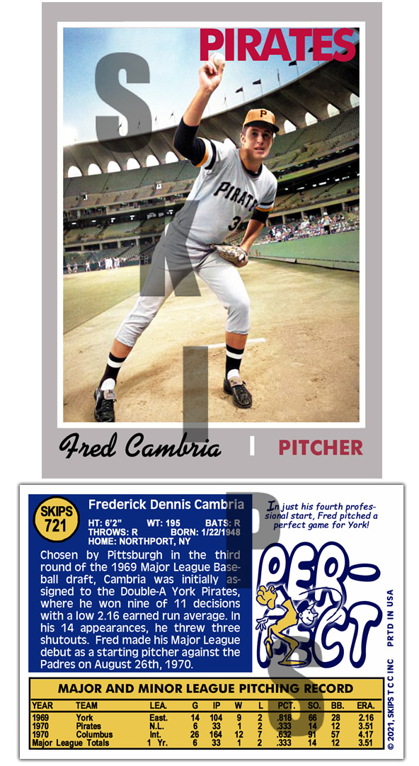 1970 STCC #721 Topps Fred Cambria Pittsburgh Pirates