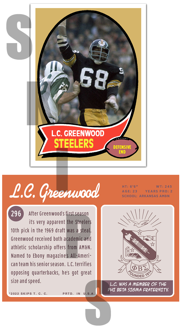 1970 STCC #296 L C Greenwood Pittsburgh Steelers HOF