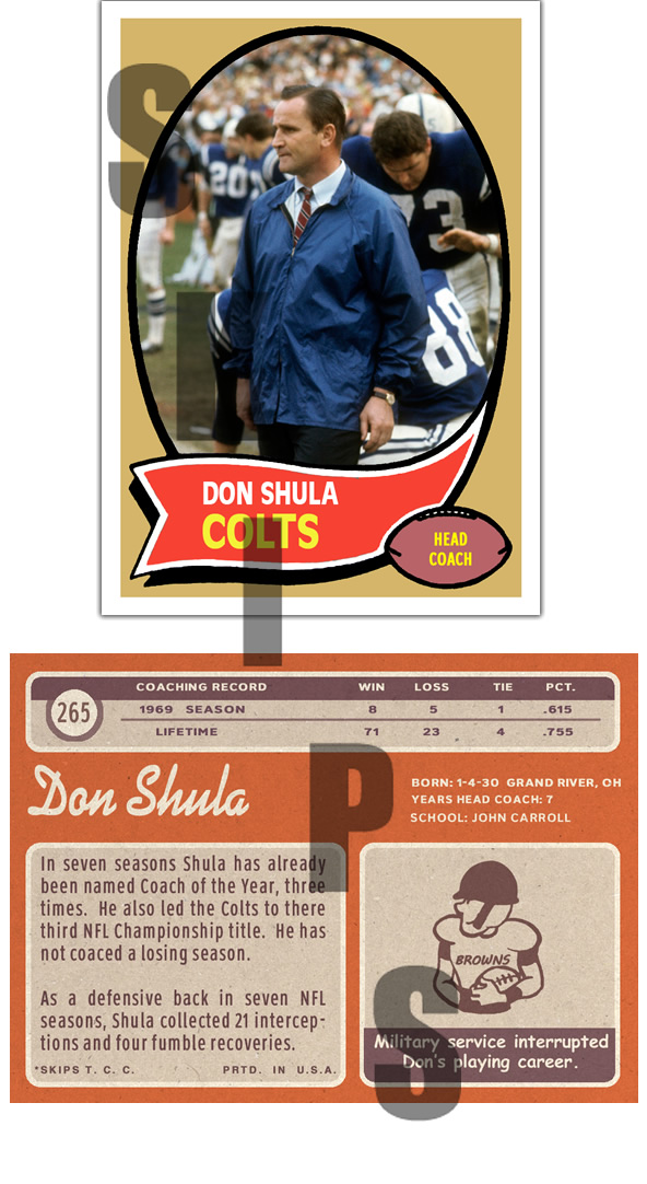 1970 STCC #265 Topps Don Shula Baltimore Colts Dolphins HOF
