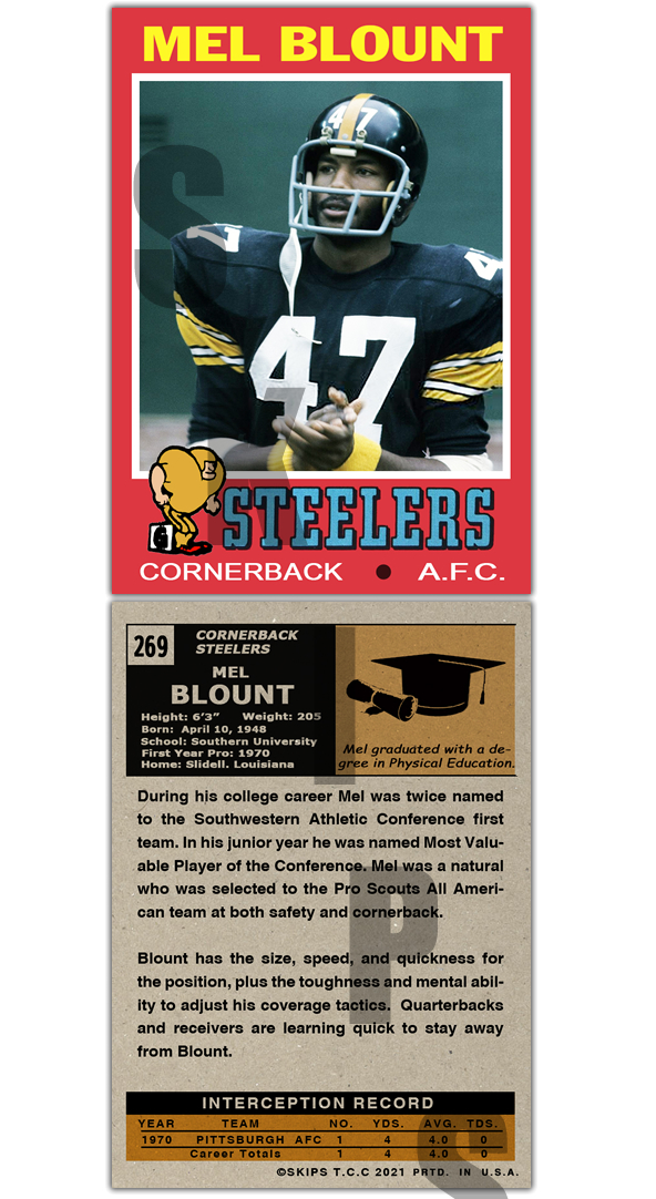 1971 STCC #269 Mel Blount Pittsburgh Steelers Topps HOF Southern