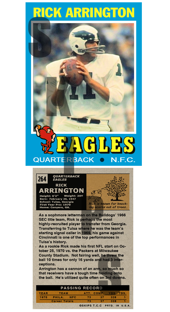 1971 STCC #264 Topps Rick Arrington Philadelphia Eagles Georgia