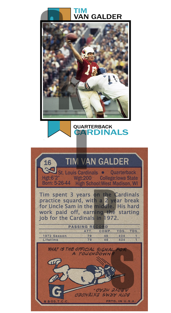 1973 STCC #16 Topps Tim Van Galder Iowa State Cardinals