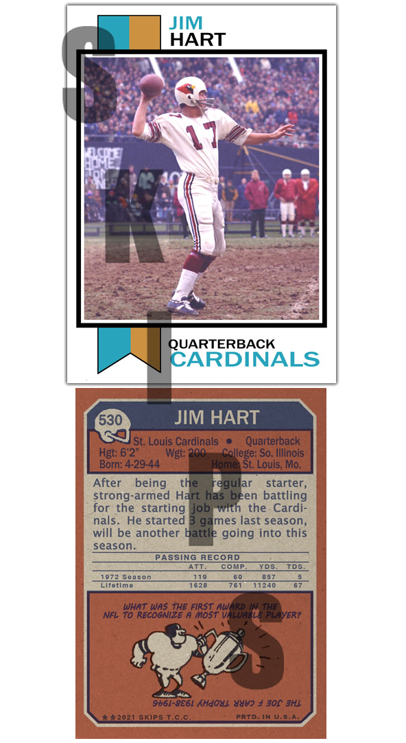1973 STCC #530 Topps Jim Hart St. Louis Cardinals Custom
