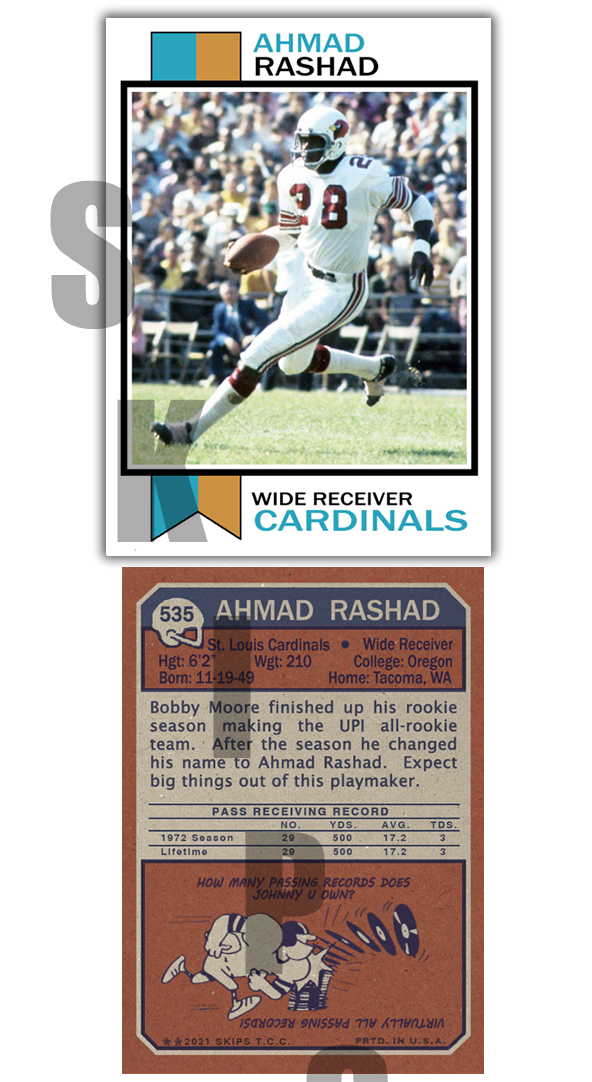 1973 STCC #535 Ahmad Rashad Topps St. Louis Cardinals Bobby Moor