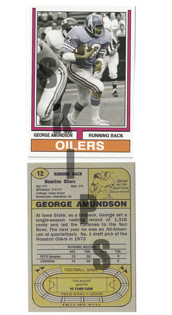 1974 STCC #12 Topps George Amundson Iowa State Cyclones Oilers