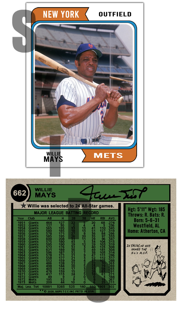 1974 STCC #662 Topps Willie Mayes New York Mets San Francisco Gi