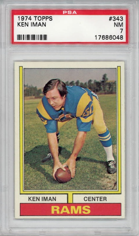 1974 Topps #343 Ken Iman Los Angeles Rams PSA 7