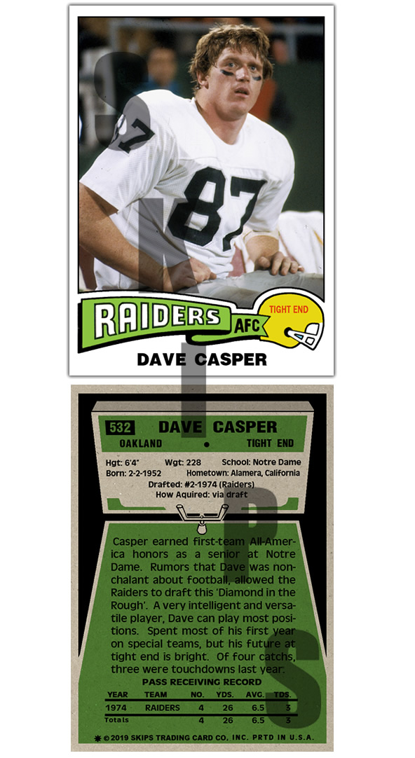 1975 STCC #532 Dave Casper Topps Oakland Raiders Los Angeles Not