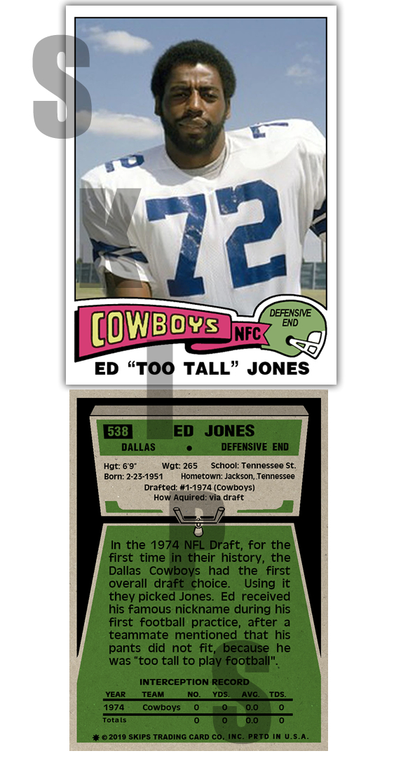 1975 STCC #538 Ed Too Tall Jones Topps Dallas Cowboys Custom car