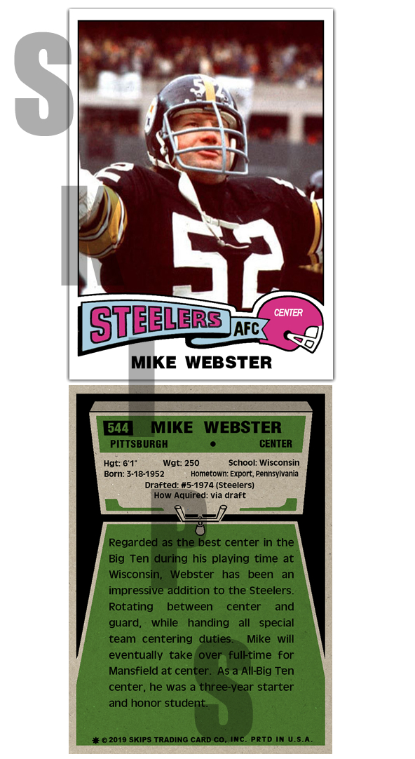 1975 STCC #544 Mike Webster Pittsburgh Steelers Topps HOF Custom