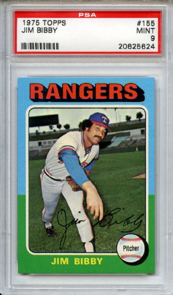 1975 Topps #155 Jim Bibby Texas Rangers PSA 9