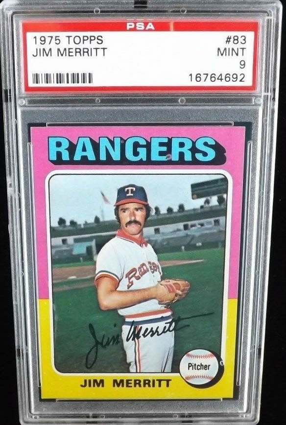 1975 Topps #83 Jim Merritt Texas Rangers PSA 9