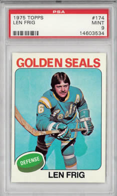 1975 Topps #174 Len Frig California Golden Seals PSA 9