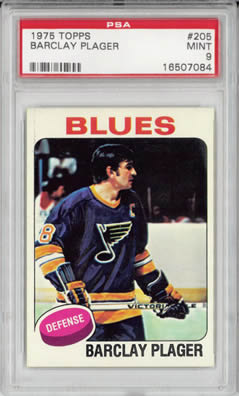 1975 Topps #205 Barclay Plager St. Louis Blues PSA 9