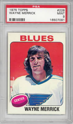 1975 Topps #228 Wayne Merrick St. Louis Blues PSA 9