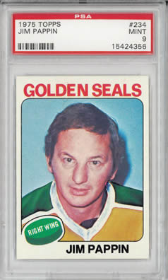 1975 Topps #234 Jim Pappin California Golden Seals PSA 9