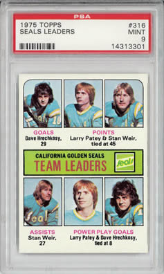 1975 Topps #316 California Golden Seals Leaders PSA 9