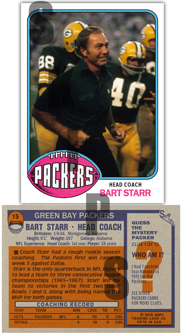 1976 STCC #15 Topps Bart Starr Green Bay Packers Coach HOF