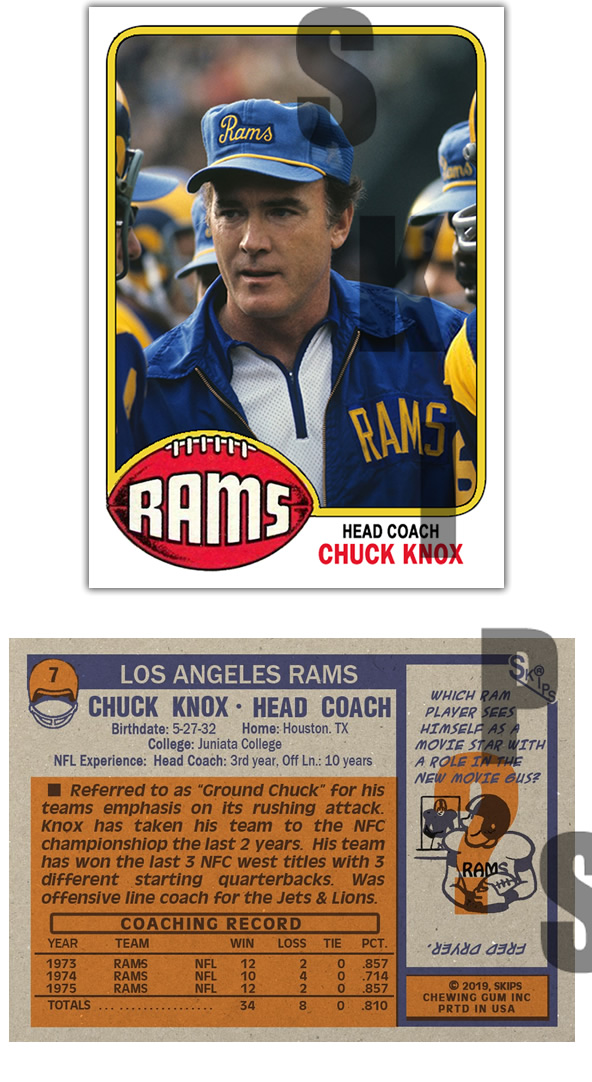 1976 STCC #7 Topps Chuck Knox Los Angeles Rams HOF