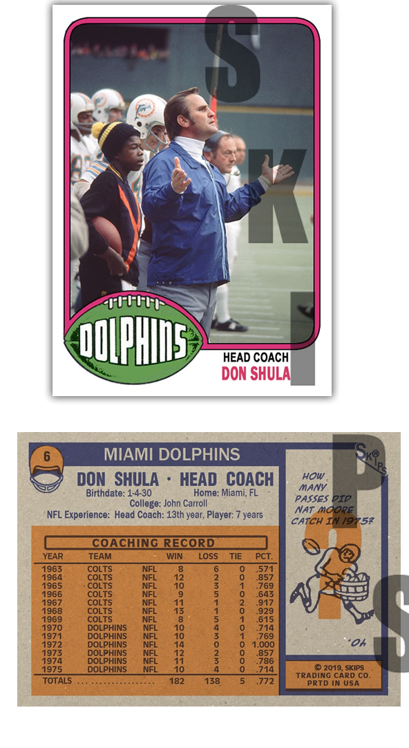 1976 STCC #6 Topps Don Shula Miami Dolphins HOF