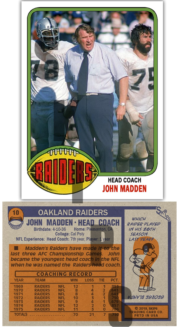 1976 STCC #10 Topps John Madden Oakland Raiders HOF