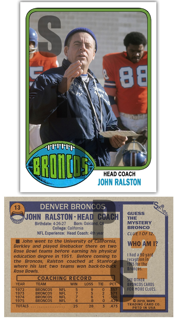 1976 STCC #13 Topps John Ralston Denver Broncos HOF