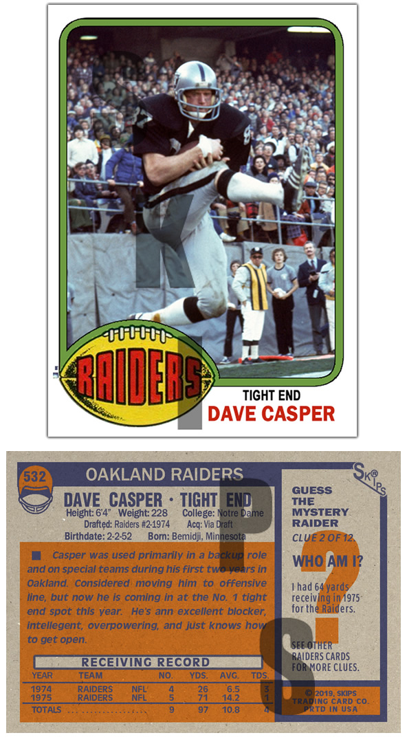 1976 STCC #532 Dave Casper Topps Oakland Raiders Los Angeles Not