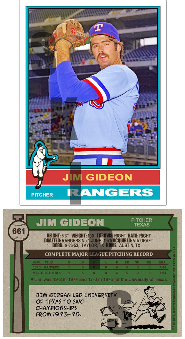 1976 STCC #661 Topps Jim Gideon University of Texas Rangers