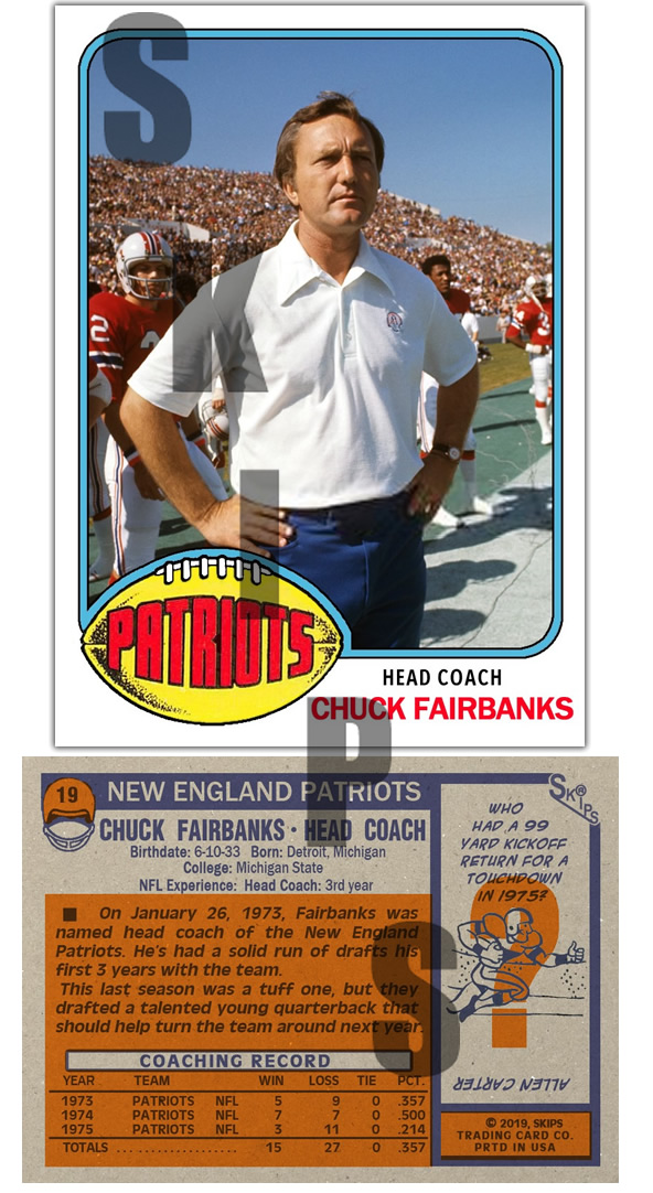 1976 STCC #19 Topps Chuck Fairbanks New England Patriots