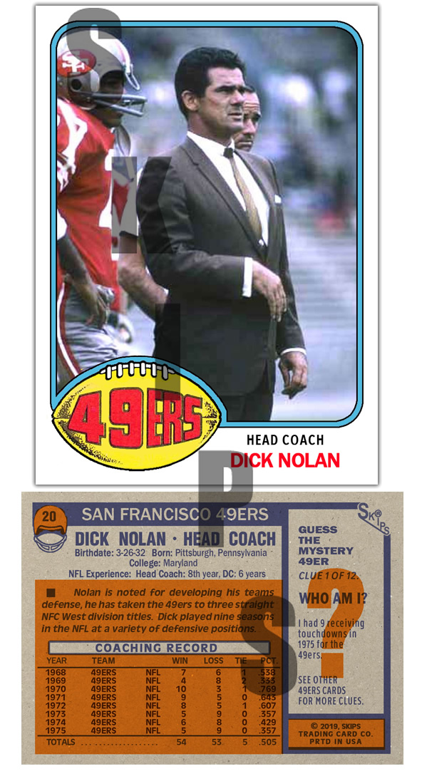 1976 STCC #20 Topps Dick Nolan San Francisco 49ers